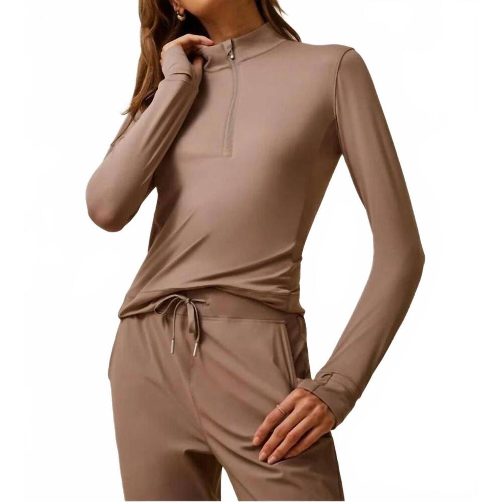 NEW GREYSON CLOTHIERS halley ii quarter zip mid layer top in clay